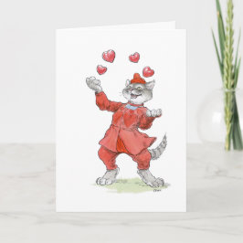 Carte de la Saint-Valentin Chat Jongleur