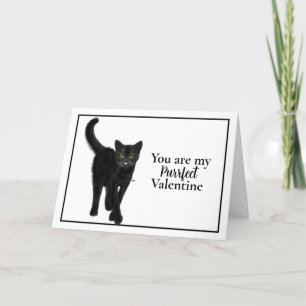 Carte de la Saint-Valentin Chat Noir aux Yeux Vert