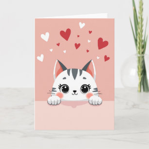 Carte de la Saint-Valentin Chat Rose Adorable