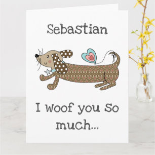 Carte de la Saint-Valentin Chien Saucisse personna