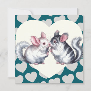 Carte de la Saint-Valentin Chinchillas qui s'embra