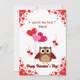 Carte de la Saint-Valentin Chouette pour Enfants "