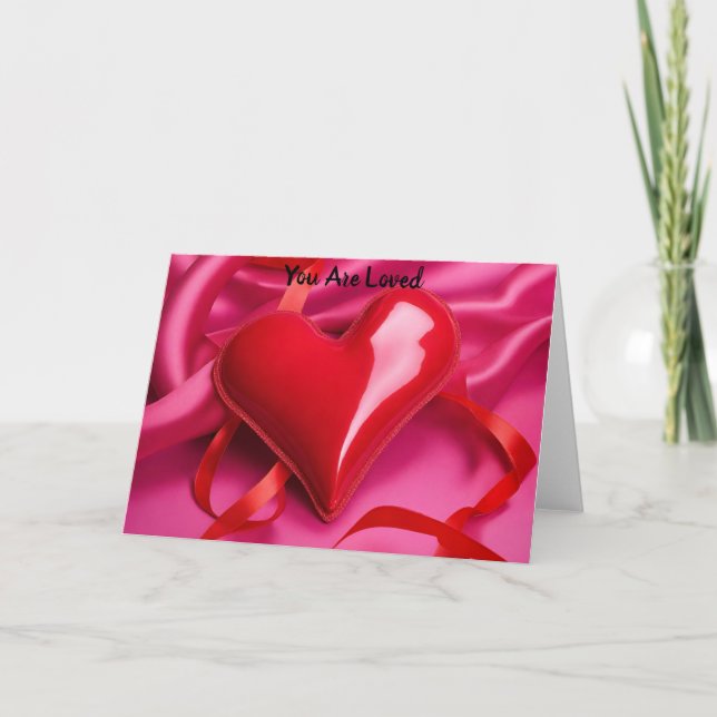 Carte de la Saint-Valentin Cœur Ruban Rose Cœur Ro (Devant)