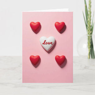 Carte de la Saint-Valentin Cœurs 3D Rose