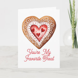 Carte de la Saint-Valentin Cookie en forme de coeu
