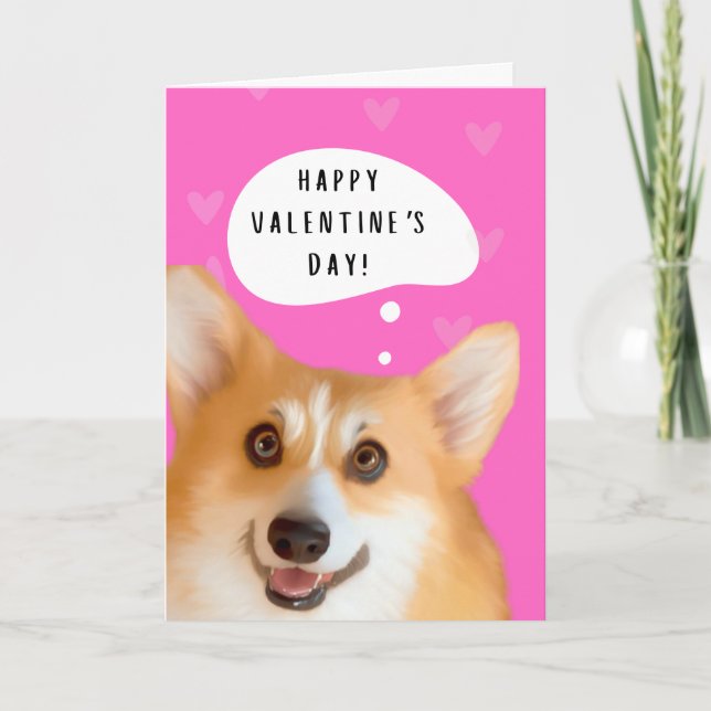 Carte de la Saint-Valentin Corgi Rose (Devant)
