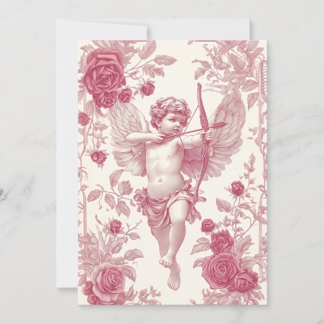 Carte de la Saint-Valentin Cupidon rose (Devant)