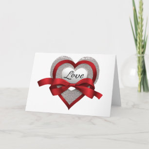 Carte de la Saint-Valentin d'amour de ruban rouge