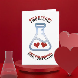 Carte de la Saint-Valentin de chimie à deux cœurs
