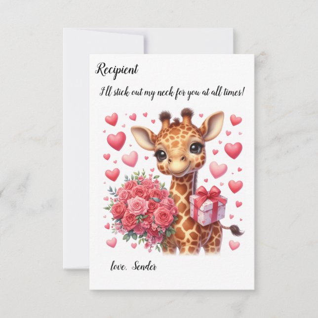 Carte de la Saint-Valentin de la girafe de Cute (Devant)