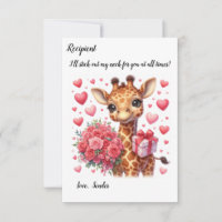 Carte de la Saint-Valentin de la girafe de Cute