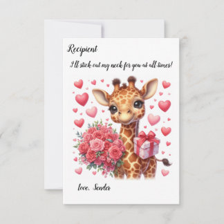Carte de la Saint-Valentin de la girafe de Cute