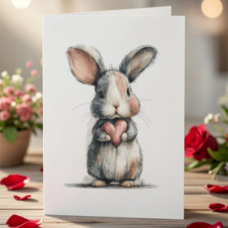 Carte de la Saint-Valentin de Lapin Mignon avec Cœ