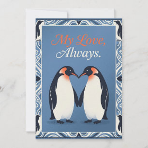 Carte de la Saint-Valentin de manchot mignon
