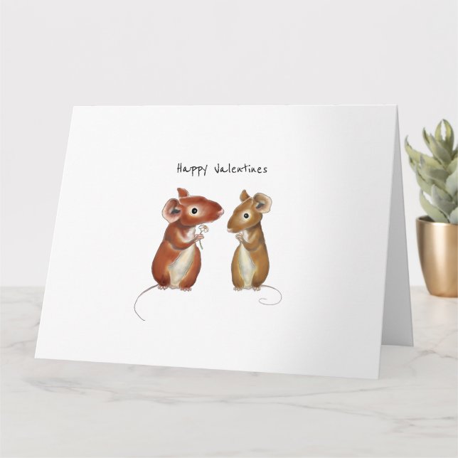 Carte de la Saint-Valentin - Deux Souris Mignonnes (Petite plante)