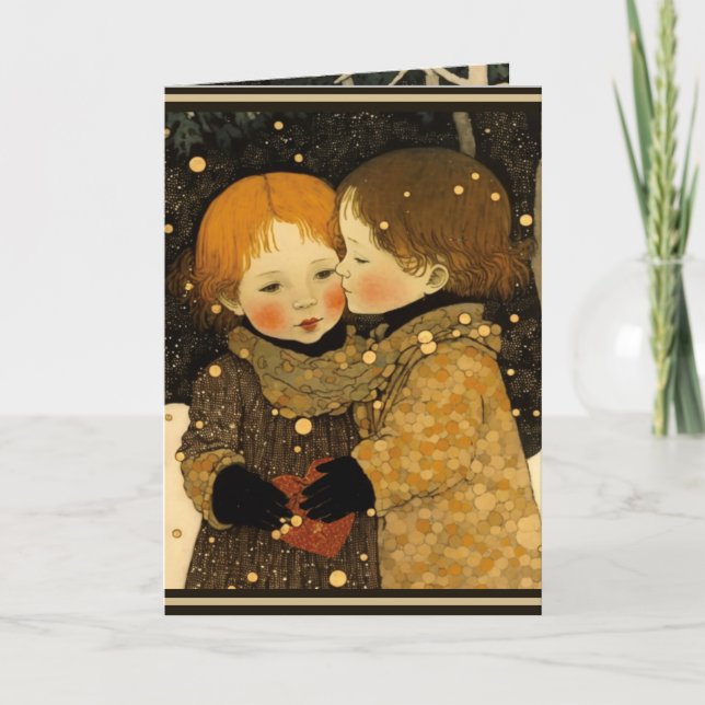 Carte de la Saint-Valentin doux dans la forêt garç (Devant)