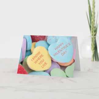 Carte de la Saint-Valentin drôle de coeurs de bonb