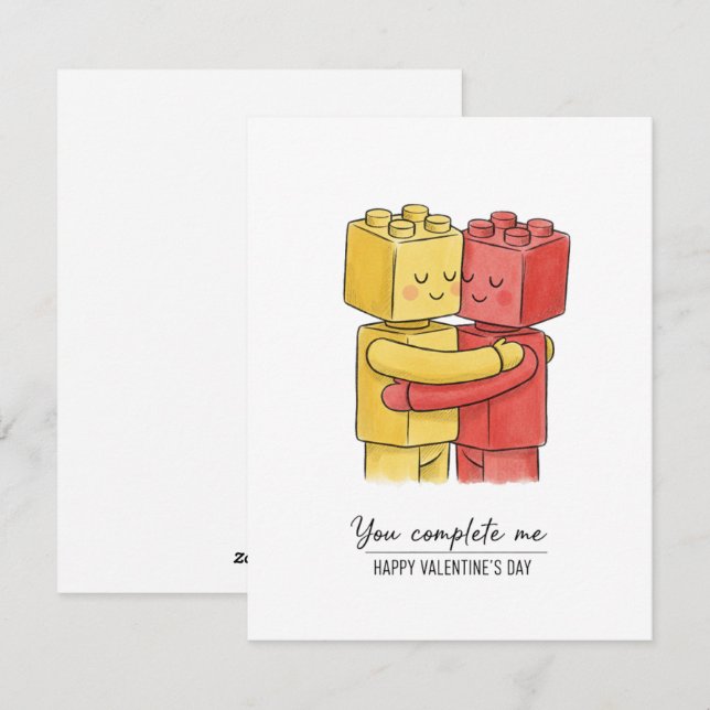 Carte de la Saint-Valentin en blocs de constructio (Devant / Derrière)