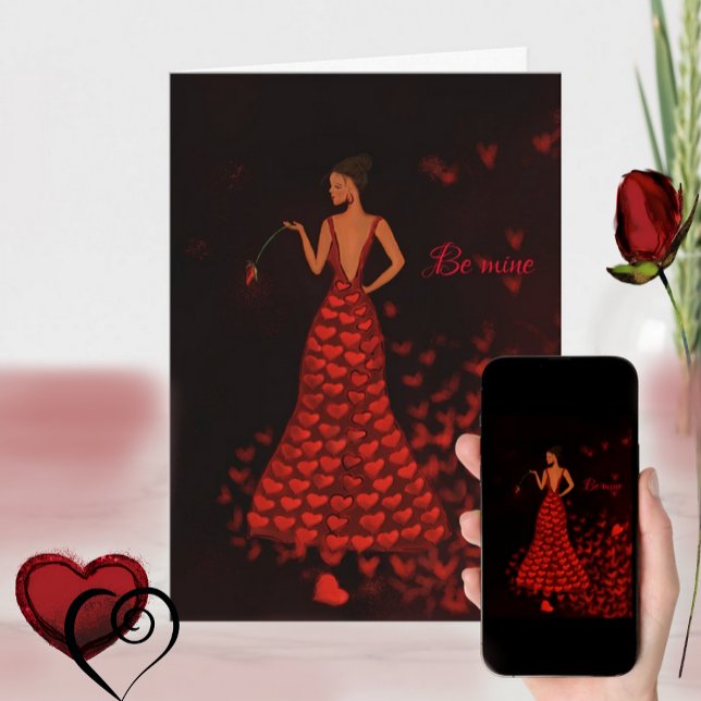 Carte de la Saint-Valentin Femme en robe rouge ( Woman in Red Dress Valentine's Day Card )
