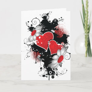 Carte de la Saint-Valentin Grunge Hearts et Daisie