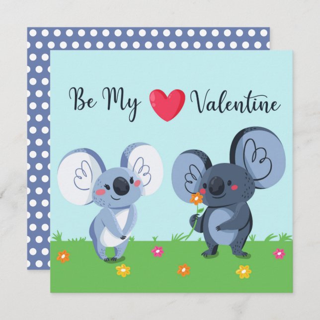 Carte de la Saint Valentin Koala Bear (Devant / Derrière)
