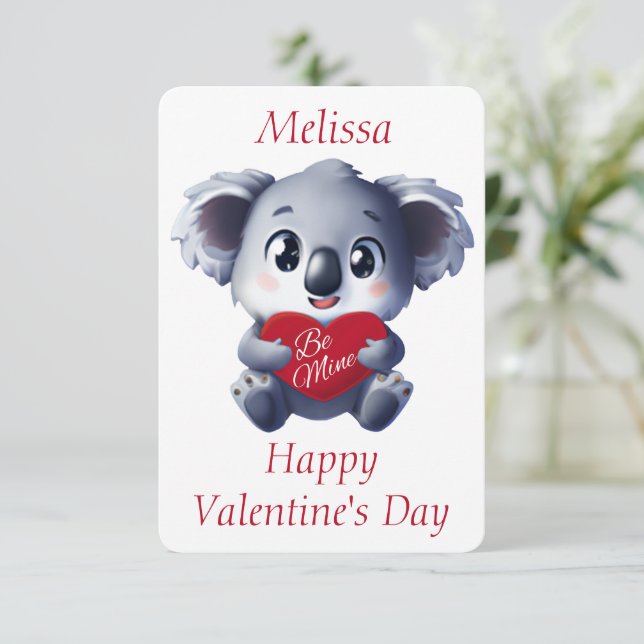 Carte de la Saint-Valentin Koala Mignon (Debout devant)