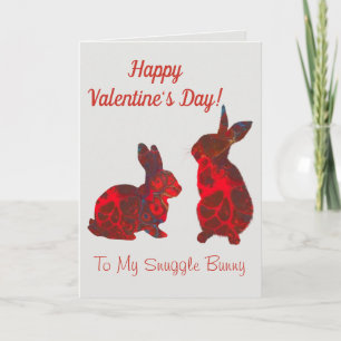 Carte de la Saint-Valentin Lapin Câlin Art Rouge