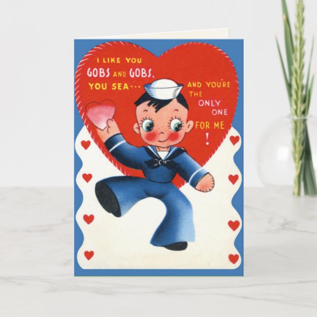 Carte de la Saint-Valentin militaire rétro - Marin (Devant)