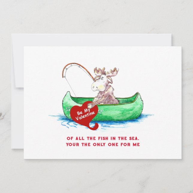 Carte de la Saint-Valentin Moose Pêche 5x7 (Devant)