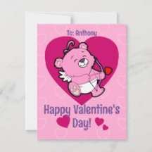 Carte de la Saint-Valentin Ourson Cupidon Mignon