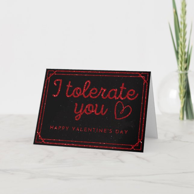 Carte de la Saint-Valentin pailletée drôle je te t (Devant)