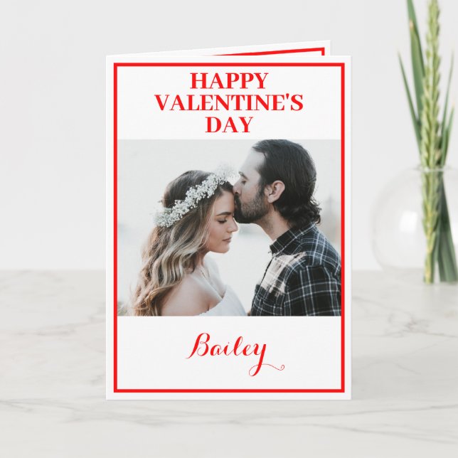 Carte de la Saint-Valentin pliée personnalisée ave (Devant)