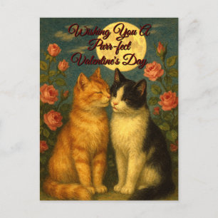 Carte de la Saint-Valentin pour chats rétro