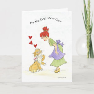 Carte de la Saint-Valentin pour maman et chat