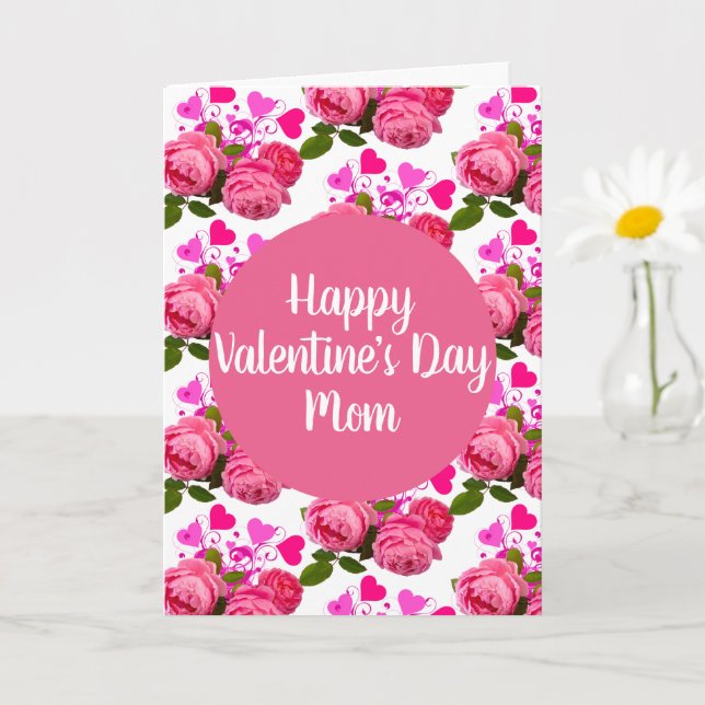 Carte de la Saint-Valentin pour maman Roses et cœu (Petite plante)