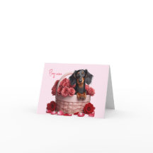 Carte de la Saint-Valentin pour teckel à longs poi