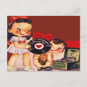 Carte de la Saint-Valentin pour tourne-disque rétr