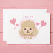 Carte de la Saint-Valentin pour un caniche mignon 