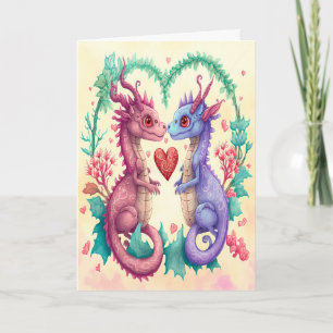 Carte de la Saint-Valentin pour un couple de drago