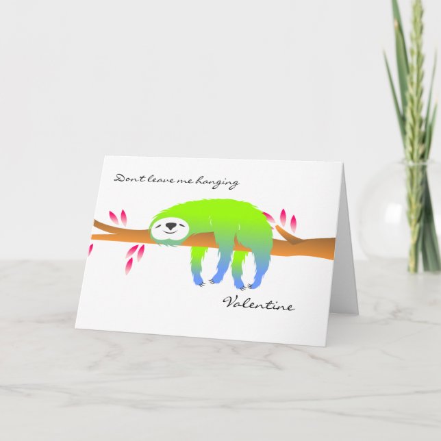 Carte de la Saint-Valentin pour un paresseux vert  (Devant)