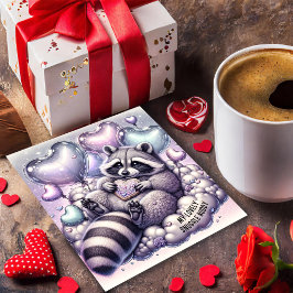 Carte de la Saint-Valentin Raton laveur au biscuit