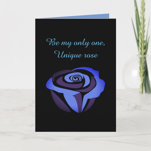 Carte de la Saint-Valentin sombre avec rose bleue (Devant)