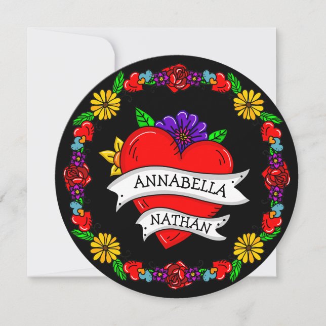 Carte de la Saint-Valentin t | Art de style Tattoo (Devant)