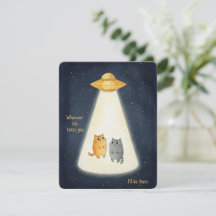 Carte de la Saint-Valentin UFO Chat Kawaii pour le