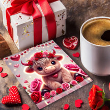 Carte de la Saint-Valentin Vache des Highlands aux