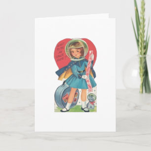 Carte de la Saint-Valentin vintage astronaute