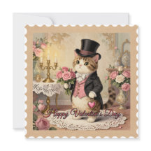 Carte de la Saint-Valentin vintage Gentleman Hat C