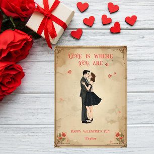 Carte de la Saint-Valentin vintage rétro pin-up