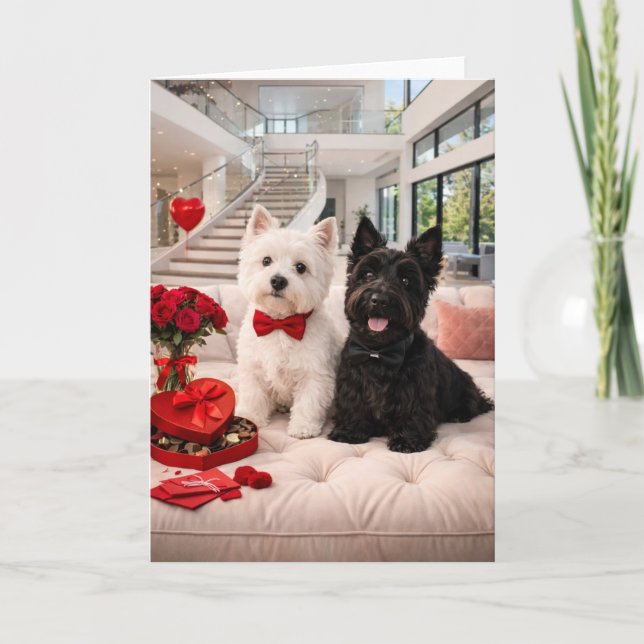 Carte de la Saint-Valentin Westie et Scottie (Devant)