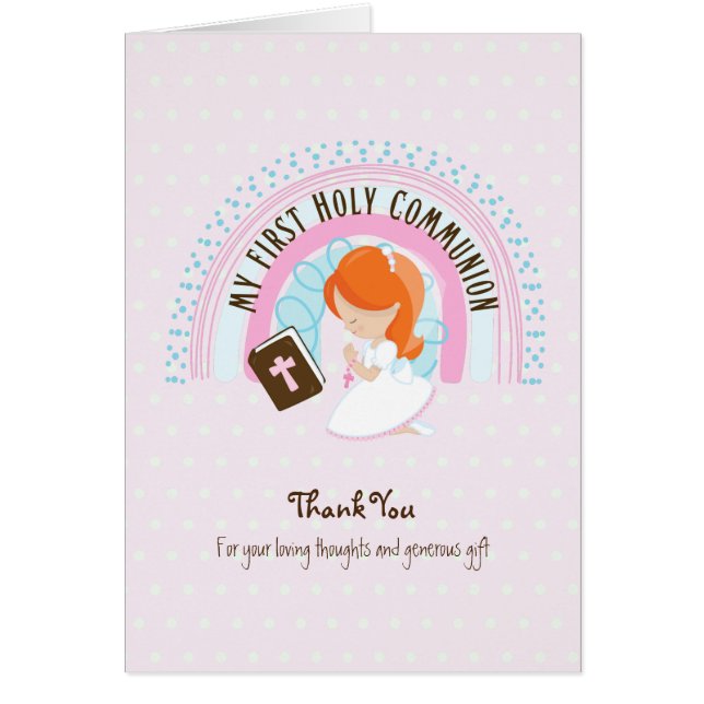 Carte de la Sainte Communion Merci de fille - Chev (Devant)